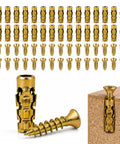 Six By Fourteen Millimeter Short Expansion Screw Set For Cabinet Hinge Repair and Fixing Loose Stripped Wood Holes With Tough Nylon Anchors To Knock Out Door Wobble Cold, showing screws and anchors.