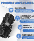 Heavy Duty Steering Shaft Universal Joint Coupling With Eleven Sixteenths Inch Spline And Thirty Six Spline To Three Quarters Inch DD End Black Metal U Joint Replacement For Easy Direct Swap, black metal U-joint with 35° working angle