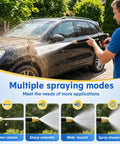 Person using Beastly High Pressure Hose Nozzle For Garden Hose, Adjustable Spray Wand for car wash with various spray modes