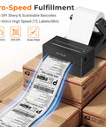 Bluetooth Thermal Shipping Label Printer 4x6 Inch, 203 DPI, Inkless For Small Business, Works With iPhone Android Windows Mac Chromebook Via USB, Print Fast And Easy, Save Every First Label on boxes.