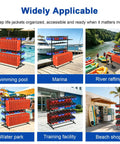 Heavy Duty Steel Water Sports Gear Rack For Life Jackets Helmets And Rescue Buoy Wall Mount Outdoor Marine Dock Setup at marina.