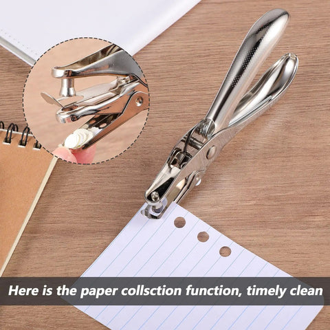 Dope 20 Pack One Quarter Inch Single Hole Punch Set, Metal Hand Paper Puncher with Five Sheet Capacity, close-up of punch effect