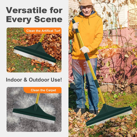 Beefy Turf Rake With Steel Telescopic Handle, Adjustable From 32 To 55 Inches, 3 Piece Pole, Easy Storage Design