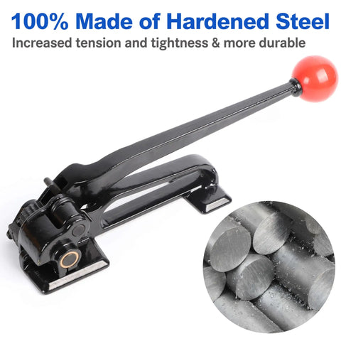 Badass Steel Strapping Tensioner Hand Tool For Metal Banding Three Eighths To Three Quarters Inch showing black hardened steel construction.