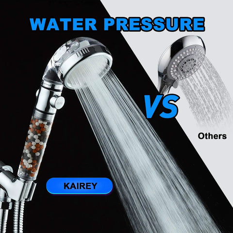 Purifying Shower Head With Beads For Hard Water No More Dry Skin, 3 Function High Pressure Handheld Shower With On Off Switch image