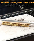 21 Inch Pizza Brush With Brass Bristles And Stone Scraper Wood Handle With Hanging Ring For Outdoor Pizza Oven Cleaning Grime Busting Safe On Stone Surfaces Compatible With Ooni Gozney Blackstone And Solo Stove Ovens cleaning pizza stone