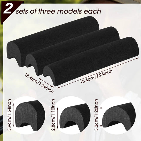 12 Pack Rifle Cheek Riser Pads Dope Non Slip EVA Foam sizes illustration showing 3 height levels for buttstock cover