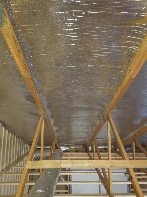Double Sided Reflective Aluminum Foil Insulation Roll For Heat Shield And Radiant Barrier, 16 Inch By 25 Foot installed in attic