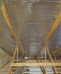Attic ceiling with Double Sided Reflective Aluminum Foil Insulation Roll One Quarter Inch Thick R8 Double Poly Air