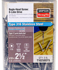 Heavy Duty Bugle Head Wood Screws Crafted From Type 316 Stainless Steel With T25 Six Lobe Drive in a clear container.