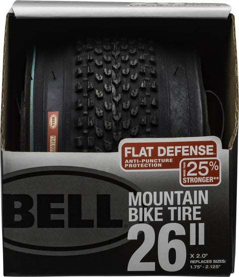Flat Defense Mountain Bike Tire 26 Inch By 1.75 To 2.125 Inch Black With Protective Layer And Carbon Steel Bead packaging