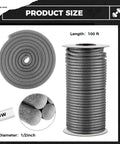 Heavy Duty Foam Backer Rod Half Inch Diameter By 100 Feet Gray Roll displayed in coil and spool for caulking support and gap filling.