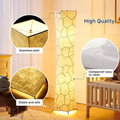 61 Inch RGB Color Changing Floor Lamp With Marble Fabric Shade Remote Control Adjustable Brightness And Color Temperature Standing Lamp For Living Room Bedroom Or Kids Room Dope Modern Tower Design in nursery.