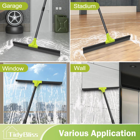 Heavy Duty 24 Inch Floor Squeegee With 62 Inch Telescoping Handle For Fast Water Cleanup On Concrete Pools Decks Garages Showers Windows And More Green For Indoor And Outdoor Use in various settings