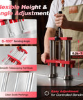 Two Station Sheet Metal Bender Roller Tool for 0 to 100 Degree Bends with 7 Inch Rolling Axis and red finish in use.