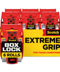Clear Box Lock Packing Tape With Dispensers, Extreme Grip For Shipping And Mailing, 1.88 In By 22.2 Yd, 6 Rolls packaging.