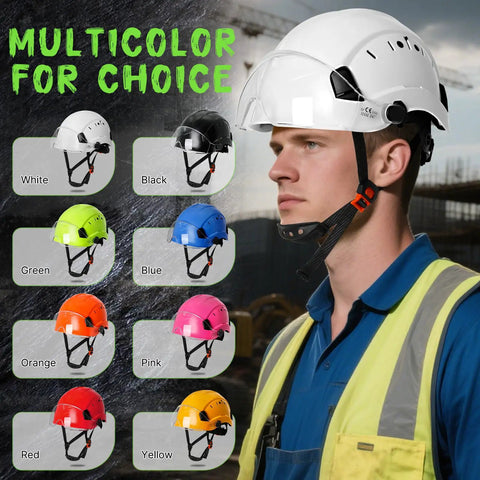 ANSI Z89.1 OSHA Approved Construction Hard Hat With Visor Built For All Day Comfort Ventilated White Safety Helmet With Chin Strap
