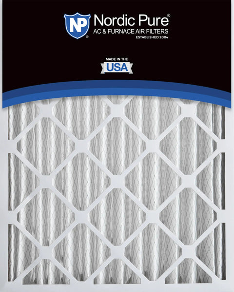 Front view of 20X25X4 Air Filter Pleated MERV 8 with Nordic Pure branding, actual size 19.5 x 24.5 x 3.63, for HVAC systems.