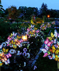 Solar Garden Lights Outdoor 2 Pack With 34 Butterflies And 44 LED Fairy Lights Waterproof Garden Decor in nighttime garden display