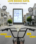 Powerful 1000W Peak Electric Trike For Adults Folding 20-Inch Three-Wheel E-Trike With Step-Through Frame Removable 624Wh Battery Large Basket Black Cruiser Pro For City Streets And Light Trails, LCD display and handlebar controls