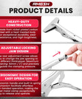 AMGSH 10-inch locking sheet metal clamp pliers, adjustable jaw, nickel-plated carbon steel, ergonomic handle.
