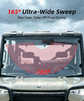 165 degree sweep of Badass 165 Degree UTV Windshield Wiper Kit With Reinforced Metal Arm And Tough Rubber Blade.