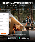 People using Explorer 1000 V2 Portable Power Station 1070Wh LiFePO4 Battery in outdoor camping with app controls.
