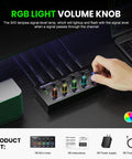 Hand adjusting volume knob on Compact 4 Channel Mini Audio Mixer With 1 Quarter Inch TS TSR Input Jacks, Stereo Mono Switch
