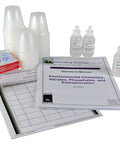 Hands On Lab Kit For Nitrates, Phosphates, And Eutrophication In Freshwater, booklets, bottles, and cups displayed