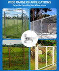 Two Pack One And Three Eighths Inches Flat Back Wall Mount Chain Link Fork Latch for Metal Gates, various installations.