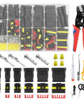 Must Have Waterproof Automotive Electrical Connectors Kit 1 To 6 Pin Set With Ratcheting Crimper Pliers 50 Sets shown