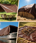 10x12Ft Heavy Duty Tarp With 10 Mil Thickness Waterproof Tear Resistant Poly Tarp With Reinforced Edges And Brass Grommets For Camping Patio Tent Boat UV Blocking Brown Black used for various outdoor purposes.