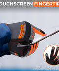 Mens Womens Work Gloves Touch Screen Safe Mechanic Utility Gloves Flexible Breathable Spandex Back Grippy Palm shown on a tablet