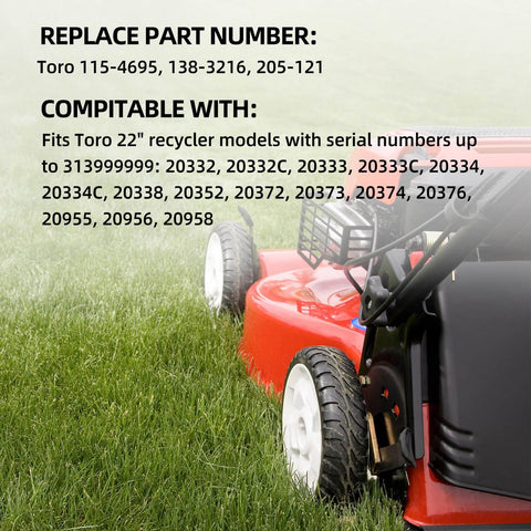 Beefed Up 8 Inch Rear Drive Wheels For Toro Recycler Mowers Replacement Gear Assembly installed on a red lawn mower.