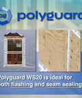 Window Seal Flashing Tape For Windows And Doors, 6 In By 100 Ft Roll, 20 Mil Thick, Self Sealing And Self Adhering Waterproof Barrier