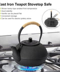 Japanese Tetsubin Cast Iron Teapot With Stainless Steel Infuser Stovetop Safe Enamel Interior 22 Ounce Kettle on gas stove
