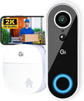 2K QHD Video Doorbell Camera with Chime Battery Powered Wireless for Home shown with screen displaying delivery scenario