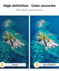 Comparison of aerial island shots, highlighting clarity of Hybrid ND And PL Drone Filter Kit For DJI Flip And Lito X1 Cameras.