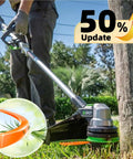 Person using 12 Pack AL2420P Pre Cut Twisted Trimmer Line 0.095 Inch, 183 Feet, Easy Fit for All 15 Inch EGO 56 Volt Trimmers