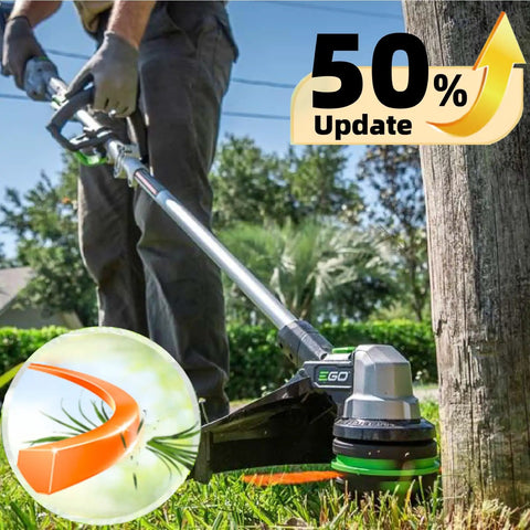 Person using 12 Pack AL2420P Pre Cut Twisted Trimmer Line 0.095 Inch, 183 Feet, Easy Fit for All 15 Inch EGO 56 Volt Trimmers