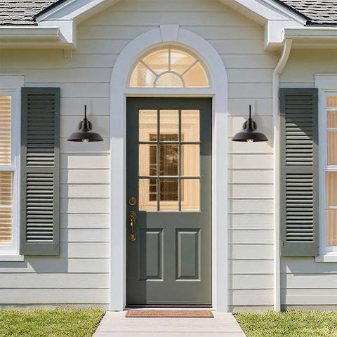 10 Inch Dome Gooseneck Outdoor Wall Light Bronze Exterior Barn Porch Fixture With Wall Mount 2 Pack on house front