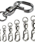 Beefy Ball Bearing Fishing Swivel Snaps With Oval Split Rings 25Pcs Set, stainless steel in multiple sizes