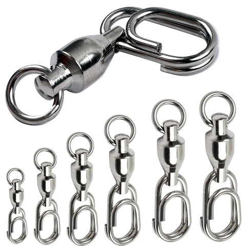 Beefy Ball Bearing Fishing Swivel Snaps With Oval Split Rings 25Pcs Set, stainless steel in multiple sizes