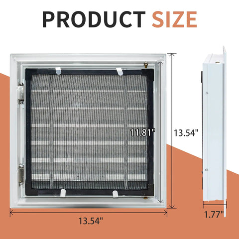 Top Shelf 12 X 12 Inch Steel Access Door For Drywall With Integrated Ventilation Grille And Seamless Flush Mount product size dimensions