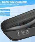 Close-up of waterproof triangle bike bag material, 900D PU fabric, showcasing 3-layer design with foam, reflective features