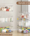 Premium Clear Storage Bins With Smooth Rolling Wheels, Foldable Closet Organizers For Home Office Or Garage, Stacking Drawers That Are A Total Game Changer, Hella Sturdy 4 Pack displayed stacked with various items.