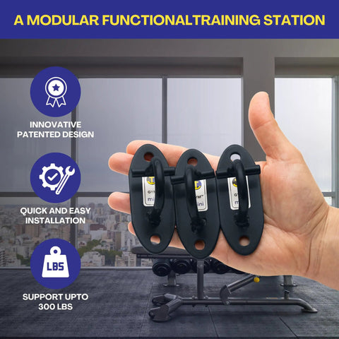 Heavy Duty Wall Mount Anchor For Resistance Bands And Cable Straps Set Of 3 Black held in hand, designed for secure home gym installation.