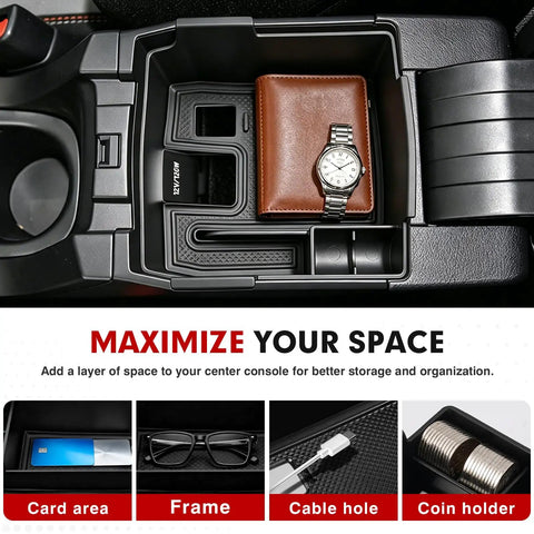 Center Console Organizer For Toyota Corolla And Corolla Cross 2019-2026 Dope Armrest Storage Box With Non Slip Silicone Mats detail