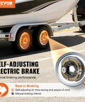 Installed VEVOR self-adjusting electric trailer brake assembly (12x2 in) for 7000 lb axle; two brakes shown