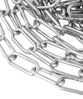 Stainless Steel Chain 2mm Thick, 98.4 Ft Heavy Duty Proof Coil Chain With Hanging Loops For Guardrails And Lifting, close-up view.